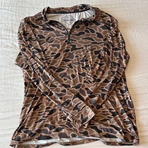 BURLEBO Brown & Black Camo Quarter Zip Performance Top